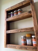 Rustic Handmade Herb And Spice Rack Shelf Wall Hanging Oak Stained small Version