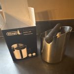 De'Longhi Stainless Steel Coffee Knock Box Silver/Black for Espresso Machines