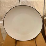 MALACASA Porcelain 12-Piece Dinner Set White/Black Rim Plates & Bowls