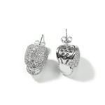 Silver Skeleton Skull Head Earring Set Punk Rock Hip Hop Fashion Cz Diamonds
