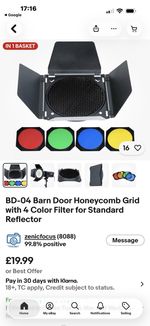 BD-04 Barn Door Honeycomb Grid with 4 Color Filter for Standard Reflector