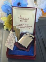 Vtg. 1950's Ronson Maximus Compressed Fuel Lighter w/Original Box, Tools & Paper