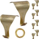 10 x Brass Dado Picture Rail Moulding Hooks & 6m Brass Wire