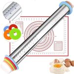 Rolling Pin Silicone Baking Pastry Mat Stainless Steel Dough Roller Baking Tool