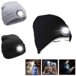 4 LED Lighted Beanie Hat USB Rechargeable Winter Running Cycling Cap Unisex