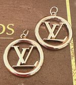 2 signed Gold Louis Vuitton Charms, cut out LV Logo design, approx 1 inch ,CHIC