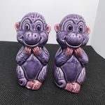 Purple 1960's Vintage Anthropomorphic Monkey Salt & Pepper Shakers Japan