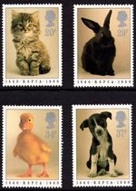 GB 1990 RSPCA set cat dog rabbit duck SG 1479-1482 MNH mint *COMBINED POSTAGE*