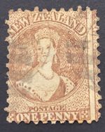 New Zealand Stamps 1871 FFQ 1d Brown, P10 - Used (SG 126 £150)