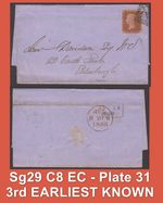QV #B36 Sg29 EC  C8 - Plate 31,  Wrapper, OBAN to EDINBURGH  3rd Earliest Known