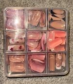 Pink & Nude French Tip Heart Pre-Designed Press-On Nails Medium Square Set