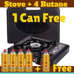 4 + 1 Butane Gas Can + Portable Camping Outdoor Cooker Stove Burner BBQ Cooking