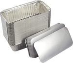 [Set of 150] Disposable Aluminium Foil Tray Containers with Lids Takeaway Tin