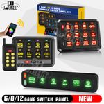 RGB 6/8/12 Gang Switch Panel On-Off LED Lights Circuit Control Relay System