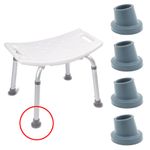 Shower Chair Rubber Feet - Bath Stool Tips Ferrules for 25mm Angled Legs - 4 Pcs