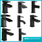 Black Basin Sink Square Mono Faucet Tap Lever Modern Bathroom Matt Brass 