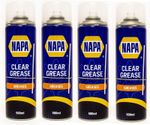 4x NAPA Clear Spray Grease 500ml Water Resistant Aerosol Lubricant PTFE Chain