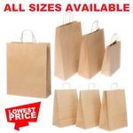 Brown Paper Bags With Handles Large Small 100 50 10 Party Gift Sweet Carrier Sos