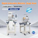 19.7"x13.8" Embroidery Machine 12 Needles Garment Cap Embroidering Single Head