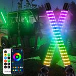 2Pcs 1FT LED Whip Lights Antenna Flag Pole Quick Release Base for ATV UTV RGB