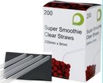 200 Clear Plastic 9mm Wide Straight Jumbo Straws For Milkshakes Smoothies Slush