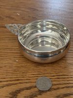 Sterling Silver Small Bowl with Pierced Handle, Stamped STERLING