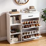 Shoe Cabinet with Flip Drawers& Open Shelves Freestanding Shoe Rack Cabinet Aeaf