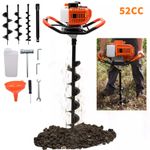 52CC Petrol Post Hole Borer Fence Earth Auger Digger / 3 Drill Bits / Extension