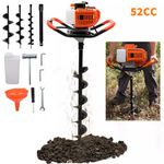 52CC Petrol Post Hole Borer Fence Earth Auger Digger / 3 Drill Bits / Extension