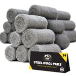 24pk Steel Wire Wool Pads Quality Grade 0 Fine For Rats Mice Smoothing Sanding
