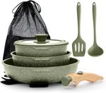 DishDelight Induction Hob Pan Set with Detachable Handles Pots and Pans Sets Non