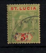 St Lucia KGV 1912 5/- green, red & yellow good used SG88 WS44637