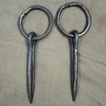 Antique Wrought Iron Tethering Ring on Pin 2 Unit Blacksmith Hardware