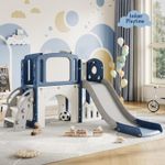 8 in 1 Kids Slide Toddler Slide Garden Climbing Indoor Outdoor Playset Blue