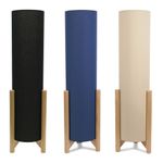 Wooden Midi Floor Lamp Base Cylinder Lampshade Modern Living Room Light LED Bulb