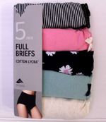 Ex M & S Ladies 5 Pack Cotton Lycra Full Briefs Underwear Knickers Size 8 to 24