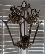 Large Gilt Metal Hanging Lantern 60cm Drop
