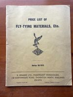 E Veniard Fly Tying Materials Etc Price List Series 50 / 1973 Fish Hawk Brand