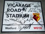 WATFORD FC SIGNED 2026 METAL STREET SIGN FOOTBALL PROOF SHIRT BALL PHOTO