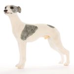 Whippet Figurine Hand Painted Collectible Statue Gray & White