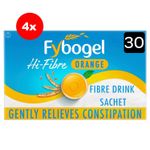 4 x Fybogel Hi-Fibre Orange Ispaghula Husk Fibre Drink Supplement 30 Sachets