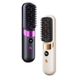 Go Brush Pro UK Cordless Hair Straightener Brush - Portable Rechargeable Ceramic