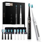 Fairywill 2x Sonic Electric Toothbrush Rechargeable w/ 8 Brushes Head Trave Case