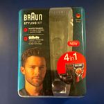 Braun Styling Kit 4-in-1 Beard Trimmer Set w/ Manual Razor, Black/Blue