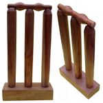 Miniature Cricket Stumps and Bails Set, Mini, Dark Varnished Wood Free Postage