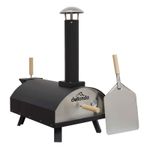 Dellonda 14" Portable Wood-Fired Pizza & Smoking Oven - Black/Stainless Steel