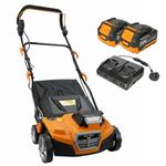 Cordless Artificial Grass Sweeper 40V (2x20V) - 380mm Lawn Brush with 5 Depths