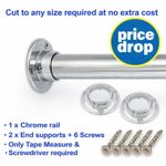 Wardrobe Pole Hanging Rail Chrome Clothes Pole 25mm Round Tube Free End Supports