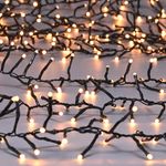 14.4m Christmas Plug In LED Warm Fairy String Cluster Indoor Light 8 Functions