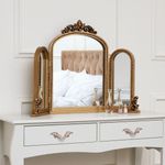 Gold Ornate Arched Triple Dressing Table Mirror 80cm x 56cm vanity make up